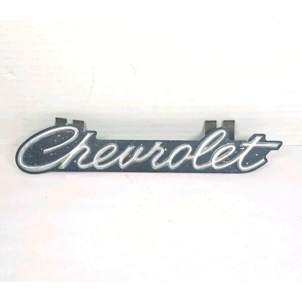 Vintage Chevrolet Impala Emblem Badge Chrome Black Metal Script Name